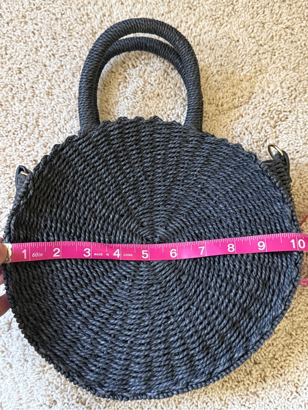 Round Black Woven Tote Bag - Picture 2 of 6